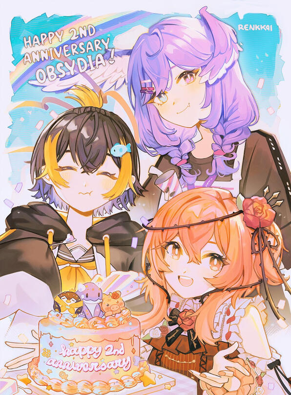 simple bg, 3 characters