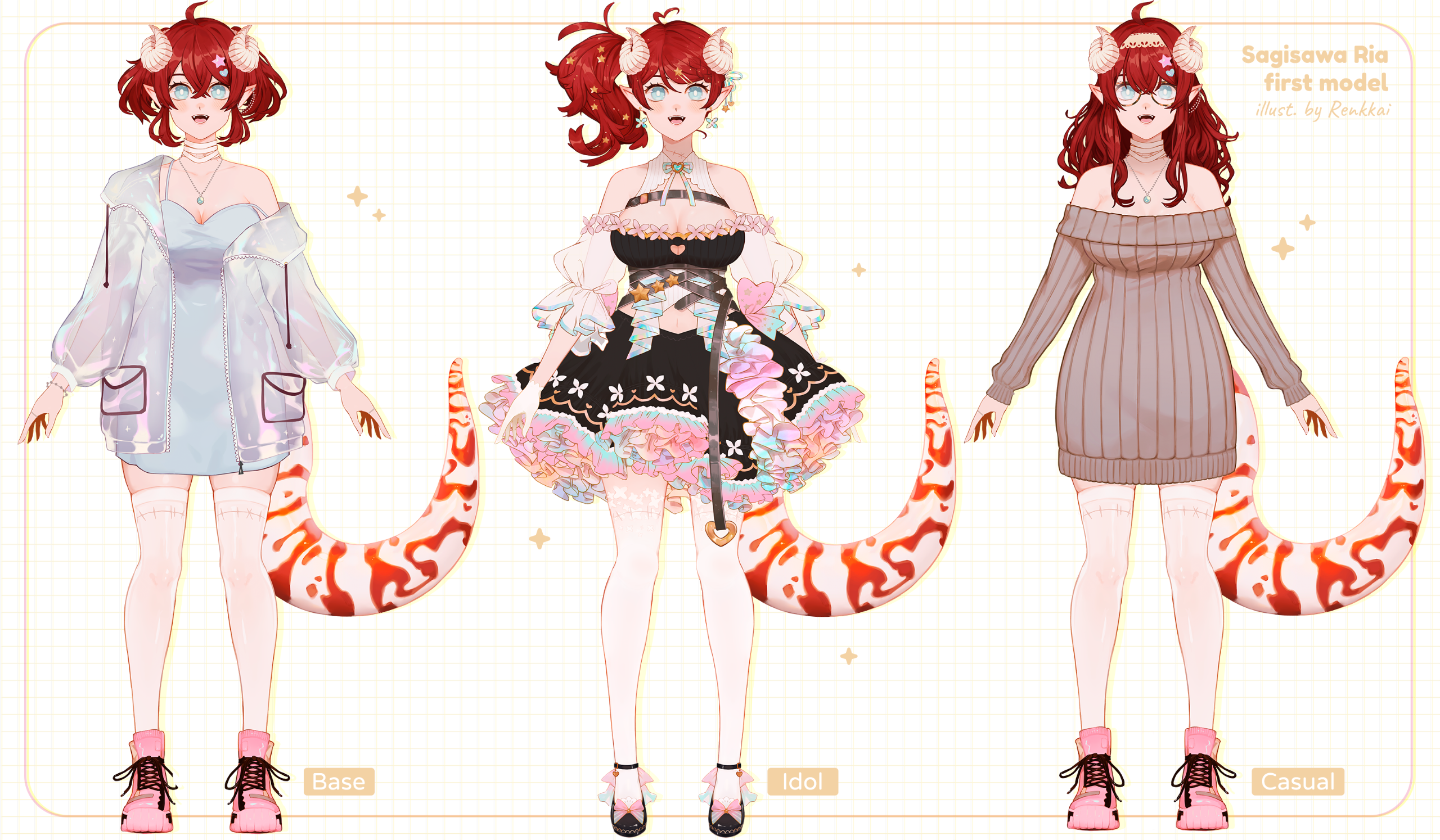 Base model [1800eur] / Outfit 1 [1200eur] / Outfit 2 (only 3 new items + hairstyle) [600eur]